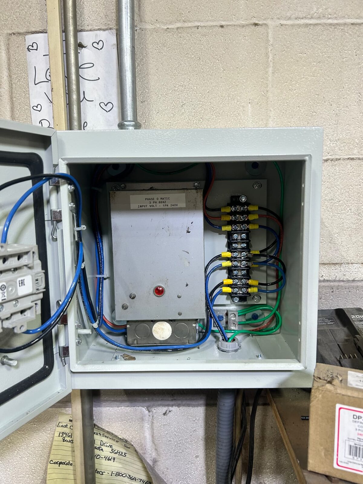 Solid-State Phase Converter Installation — Control panel & equipment